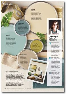 an article in the interior design magazine features different colors and styles of furniture, including paint