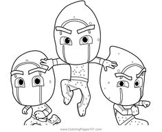 three cartoon characters from the power rangers coloring page