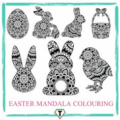 an adult coloring book with easter bunnies and eggs