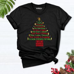 12 days of Christmas shirt, Christmas shirt, Twelve Days of Christmas Shirt, funny 12 day of Christmas 2022, Holiday Tshirt, Christmas Carol Hello! Thank you for supporting small businesses. My main priority here is the satisfaction of my customers. My t-shirts are Bella+Canvas brand. If Bella+Canvas is out of stock, I will send it from a brand of the same size and quality. If you want to see this design on the SWEATSHIRT you can buy it from the link below.https://etsy.me/3LS0Viz T-shirts are co 12 Days Of Christmas Bulletin Board, 12 Days Of Christmas Tshirts, Christmas Cotton T-shirt For The Holidays, Christmas Shirt Ideas, Affordable Christmas T-shirt With Text Print, Seven Swans, 12 Days Of Xmas, Christmas Shirt Funny, Affordable Novelty Christmas T-shirt