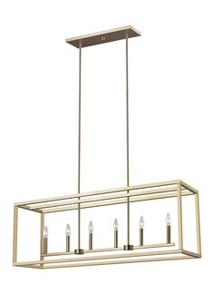 Generation Lighting - 6634506EN-848 - Six Light Island Pendant - Moffet Street - Satin Bronze Lighting Fixtures Kitchen Island, Rectangle Chandelier, Sea Gull Lighting, Generation Lighting, Sea Gull, Harvest Table, Island Pendants, Rustic Theme, Kitchen Island Pendants