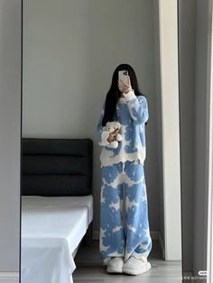 Korean Lounge Outfit, Winter Pyjamas For Women, Sleepwear Women Comfy, Winter Night Dress, Dress Up For Girls, Nightwear For Women, Pajamas Aesthetic, Sleepwear For Women, Night Gowns