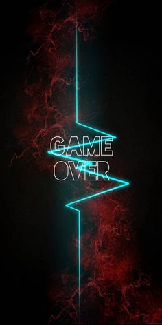 the title for game over is shown in neon lights