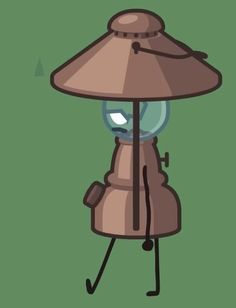 a cartoon character with a lamp on his head