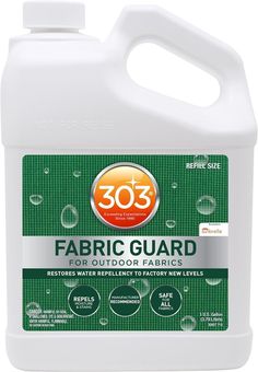 a gallon of fabric guard for outdoor fabrics on a white background with the words 30