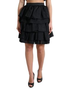 Dolce & Gabbana Elegant Tiered A-Line Mini Women's Skirt Silk Mini Skirt, A Line Mini Skirt, Dolce E Gabbana, Silk Material, Ruffle Skirt, Dolce & Gabbana, Overall Shorts, Fashion Item, Mini Skirt