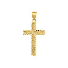 14K yellow gold diamond cut cross charm Diamond Cut Yellow Gold Cross Pendant, Yellow Gold Diamond-cut Cross Pendant, Yellow Gold Diamond Cut Cross Pendant, Helzberg Diamonds, Berkshire Hathaway, Diamond Charm, Unisex Jewelry, Cross Charms, Diamond Cut