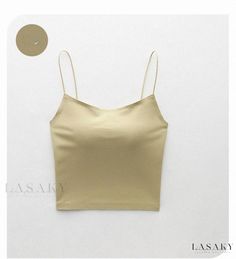 Lasaky - Seamless Thin Cup Camisole with Adjustable Straps and Detachable Padding for Enhanced Comfort and Style - Perfect as an Innerwear or Outerwear for All Occasions Padded Camisole, One Piece Lingerie, Backless Bra, Push Up Pads, Slim Fit Top, Backless Design, Workout Tops, Types Of Collars, Bralette