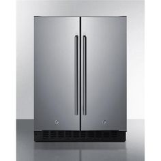 a stainless steel double door refrigerator