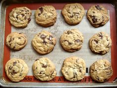 chocolate chip cookies on a baking sheet ready to go into the oven or bake