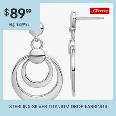 Features: Quick ShipMetal Color: WhiteEarring Length: 32mmEarring Width: 20mmCare: Wipe CleanEarrings Style: Drop EarringsMetal: Sterling Silver, TitaniumCountry of Origin: Imported Earrings Drop, Drop Earrings, Sterling Silver, Free Shipping, Silver, Color