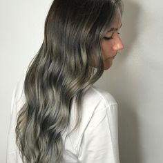 Ash Gray Hair Color Ideas & Formulas | Wella Professionals Green Hair Color Highlights, Olive Green Hair Color, Ash Green Hair Color, Olive Green Hair, Asian Hair Dye, Grey Hair Colour, Green Hair Color