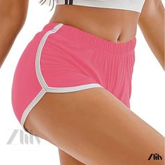 Zlily - Elasticated Waist Hotpants: Versatile Workout and Yoga Shorts for Spring & Summer, Womens Fashion Spring Shorts, Color Fuchsia, Fuchsia Color, Yoga Shorts, Fabric Medium, Casual Fit, Orange And Purple, Orange Red, Color Orange