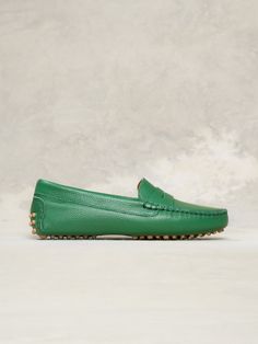 Our signature penny driver in all-new, wear-with-everything hues. And—in lightweight, molds-to-your-foot leather straight from Italy. Green Leather Moc Toe Loafers, Classic Green Loafers With Rubber Sole, Green Leather Loafers For Spring, Spring Green Leather Loafers, Casual Green Loafers With Stitched Sole, Casual Green Loafers With Plain Toe, Casual Green Plain Toe Loafers, Green Casual Plain Toe Loafers, Spring Calf Leather Loafers With Rubber Sole