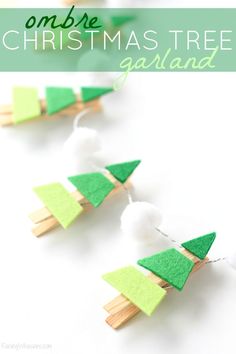 popsicle christmas tree garland with cotton balls