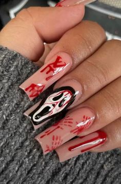 Ongles Goth, Nails Application, Horror Nails, Halloween Fest, Halloween Press On Nails, Halloween Acrylic Nails, Long Press On Nails, Nagel Tips, Goth Nails