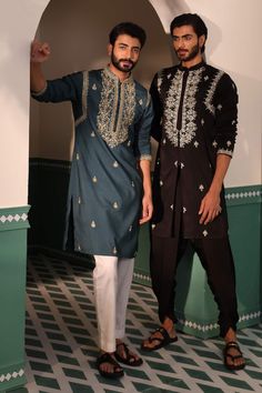 Buy Green Padma Silk Hand Embroidery Beads Mushq Kurta With Pant For Men by Shreyansh Designs Online at Aza Fashions. Hand Embroidery Beads, Hole Embroidery, Kurta Designs Men's, Indian Wedding Clothes For Men, Silk Kurta Set, Wedding Kurta For Men, Boys Kurta Design, Black Kurta, Wedding Dresses Men Indian