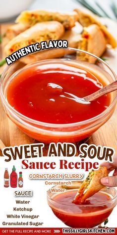 an advertisement for sweet and sour sauce recipe