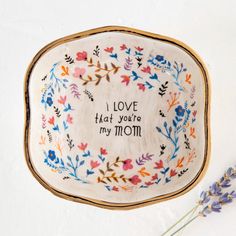 I Love That You're My Mom Antiqued Trinket Bowl Natural Life Home - Decorative Trays, Plates, & Bowls Ponte Vedra Beach, Trinket Bowl, Hand Molding, Natural Life, Small Jewelry, Trinket Dish, Beach Florida, Trinket Dishes, Meaningful Gifts