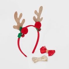 Complete your little one's festive look using the Reindeer & Bows Hair Set from Cat & Jack™. This 3-piece hair set is designed for the holiday season, featuring a festive reindeer-themed headband and salon clips. Suitable for all hair types, it adds an adorable vibe to your little one's holiday fashion while keeping hair securely styled. Cat & Jack™: Designed for all children so you can trust it's made for yours. Christmas Tree Headband, Hair Twisters, Tinsel Christmas Tree, Holiday Headbands, Target Beauty, Antler Headband, Faux Hair, Reindeer Headband, Hair Set