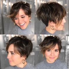 Tapered Pixie with Long Feathered Layers Kort Bob, Short Hair Undercut, Best Short Haircuts, Round Faces, Short Hair With Bangs