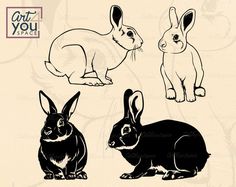 three rabbit silhouettes in black and white on a beige background with the words art you face