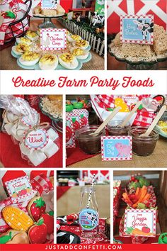 a collage of pictures with food and decorations