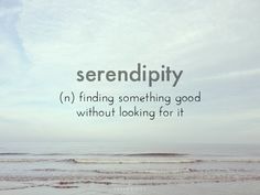 the words serendipity are written in black and white on an ocean beach