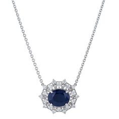 Oval Sapphire Diamond Pave Estate Necklace Necklaces Estate & Vintage Sapphire Diamond, Selling Jewelry, Treat Yourself, Pave Diamonds, Timeless Pieces, Blue Sapphire, Vintage Jewelry, Sapphire, White Gold