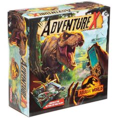 the dinosaur adventure x board game is in its box