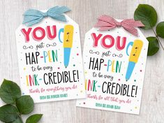 two tags that say you are not happy to be cribble and one has a bow on it