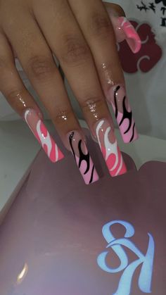 Fun Long Nails, Bad Girl Nails Ideas, Baddie Aesthetic Nails, Name On Nails, Extra Nails Designs, Insta Baddie Nails, Baddy Nails, Nails Inspo Baddie, Nails For Baddies