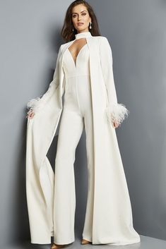 2 Piece Jumpsuit, Cape Jumpsuit, Formal Jumpsuit, Two Piece Jumpsuit, Dress Images, Long Bridesmaid Dresses, Ivory Color, V Shape, New Dress