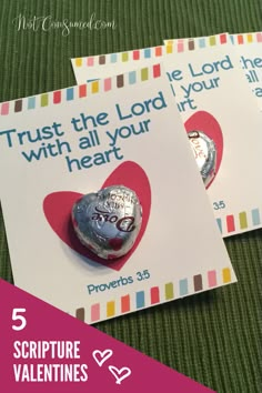 two valentine's day cards with the words trust the lord and your heart