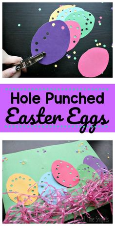 an easter egg hole punched card with pink ribbon