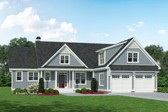 this is an artist's rendering of the country house plan for two story homes