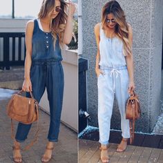 Denim Jumpsuit Outfit, Causal Chic, Jumpsuit Denim, Romper Long Pants, Womens Jumpsuits Casual, Long Pant Jumpsuit, Tank Jumpsuit, Loose Jumpsuit, Bodycon Jumpsuit