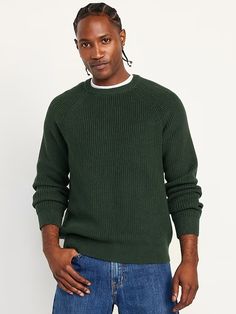 Shaker-Stitch Sweater | Old Navy Everyday Crew Neck Sweater With Ribbed Cuffs, Casual Raglan Sleeve Sweatshirt For Everyday, Casual Everyday Sweatshirt With Raglan Sleeves, Casual Crew Neck Sweater With Ribbed Collar, Solid Crew Neck Knit Sweater, Solid Color Crew Neck Knit Sweater, Casual Sweater With Ribbed Cuffs For Everyday, Casual Solid Color Crew Neck Sweater, Solid Crew Sweater With Ribbed Neckline