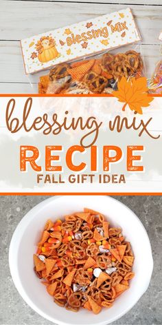 Blessing mix recipe for Thanksgiving or Friendsgiving favors Friendsgiving Treat Bags, Thanksgiving Favors For Guests Cricut, Fall Snacks For The Office, Thanksgiving Mix For Kids, Fall Themed Goodie Bags For Adults, Party Mix For Thanksgiving, Blessings Mix Recipe, Thanksgiving Goody Bags For Adults, Thanksgiving Candy Ideas