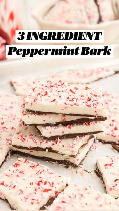 white chocolate and peppermint barkle crackers stacked on top of each other