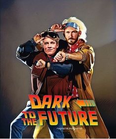 the movie poster for dark in the future with two men dressed as old timey characters