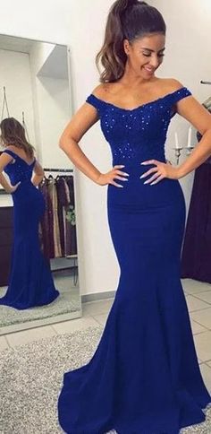 Royal Blue Mermaid Prom Dress, Blue Long Prom Dress, Mermaid Vintage, Blue Mermaid Prom Dress, Dress Applique, Royal Blue Prom Dresses, Mermaid Prom Dress, Vintage Prom, Blue Mermaid