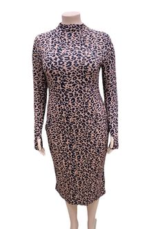 Slim Fit Stand Collar Leopard Print Wraped Vacation Dress Long SleeveFabric: PolyesterSize & Fit: Fit: This garment fits true to size.Length: Size 2XL measures 47.58"from shoulder to hemBust: Great for any cup size. Waist: Loose Fit. Comfortable room throughout midsection.Hip: Loose Fit - room for hips. Hand Wash Cold. Leopard Print Long Sleeve Midi Dress, Leopard Print Stretch Midi Dress, Stretch Leopard Print Midi Dress, Art Sweater, Stripe Outfits, Vacation Dress, Vacation Dresses, Dress Long Sleeve, Long Sleeve Midi