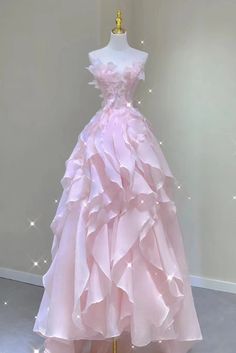 Pink Long Prom Dresses, Prom Dresses Strapless, Gaun Koktail, डिजाइनर कपड़े, Pink Evening Gowns, Pink Ball Gown, Strapless Evening Gowns, Prom Dresses Long Pink, Pretty Quinceanera Dresses