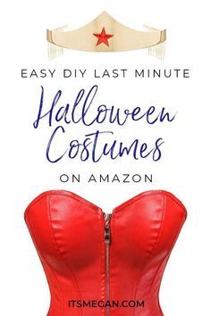 a red corset with the words easy diy last minute halloween costumes on amazon