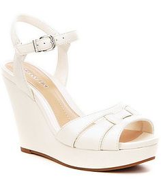 Gianni Bini Radlee Leather Wedges Formal Spring Wedge Sandals With Buckle Closure, Spring Formal Wedge Sandals With Buckle Closure, Elegant Wedge Sandals With Buckle Closure For Spring, Elegant Spring Wedge Sandals With Buckle Closure, Synthetic Wedge Sandals With 4-inch Block Heel, Medium Width 4-inch Wedge Heels, Synthetic Platform Wedge Slip-on Sandals, Synthetic Slip-on Wedge Sandals With Textured Sole, Latest Shoe Trends