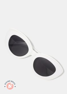 A+ White Thick Cat Eye Frame Sunglasses  ACCESSORIES - Shop Miss A Fun Cat Eye Plastic Sunglasses, Casual Cat Eye Sunglasses For Summer, Fun Plastic Cat Eye Sunglasses, Retro Cat Eye Sunglasses For Summer, Fun Cat Eye Sunglasses With Tinted Lenses, Summer Cat Eye Sunglasses With Gradient Lenses, Retro Cat Eye Sunglasses For The Beach, Retro Cat Eye Sunglasses With Polarized Lenses For Summer, Retro Cat Eye Sunglasses For Beach With Tinted Lenses