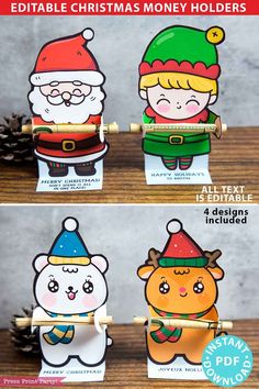 christmas money holders made out of wood and paper