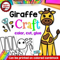 the giraffe craft color, cut and glue is ready to be used for children's crafts