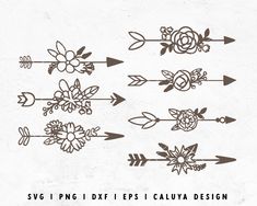 some flowers and arrows are drawn on a white paper with the words svg i png